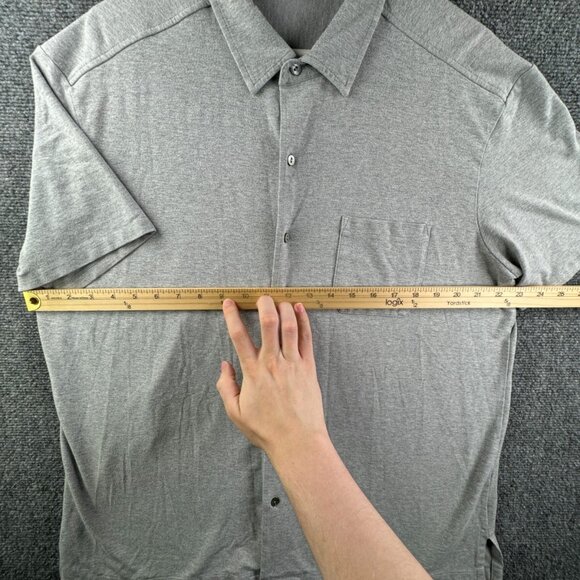 Polo Ralph Lauren RAYON COTTON STRETCH Short Sleeve Button Up Shirt Gray XL - Picture 4 of 11